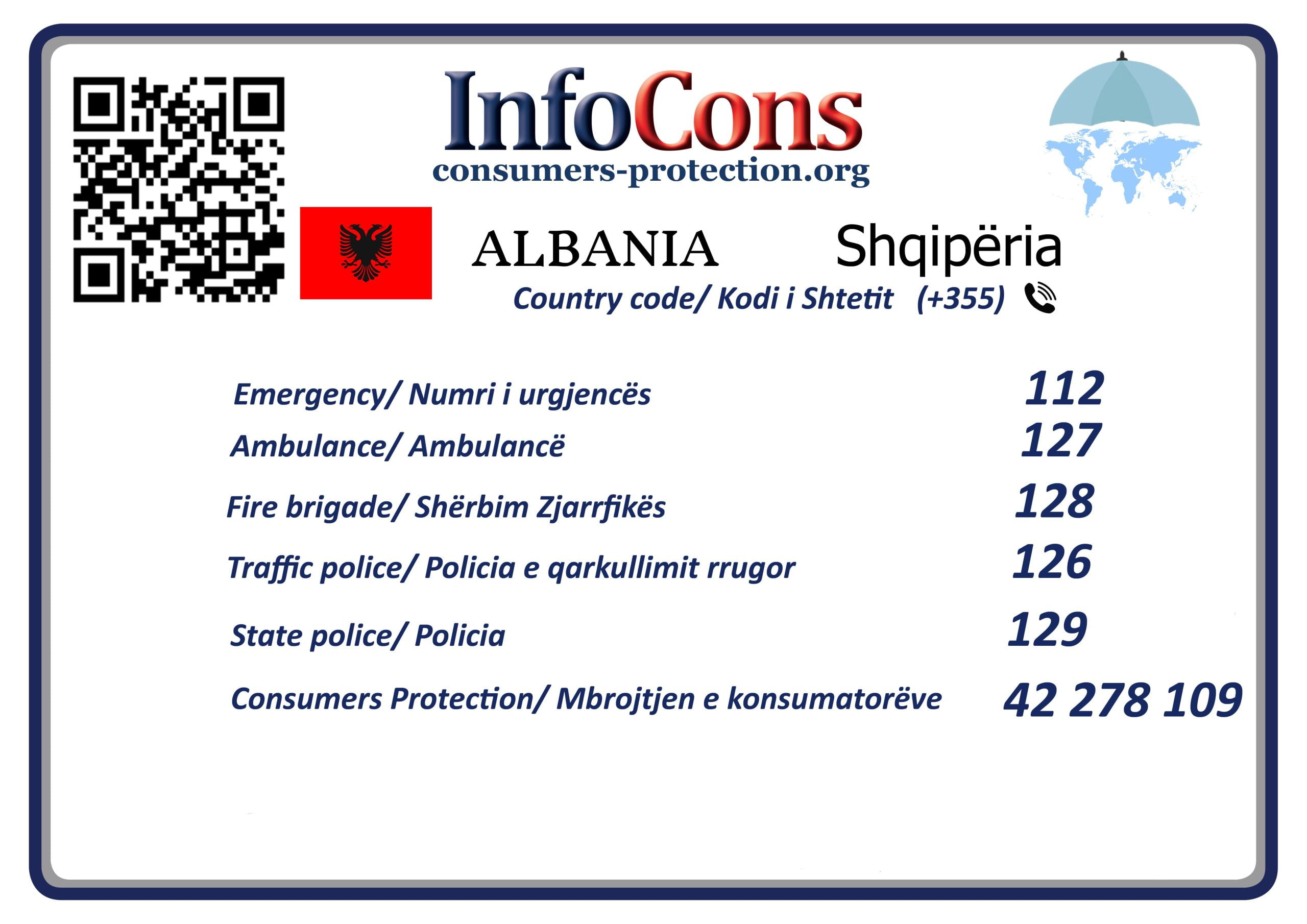 emergency numbers albania police ambulance fire tourists